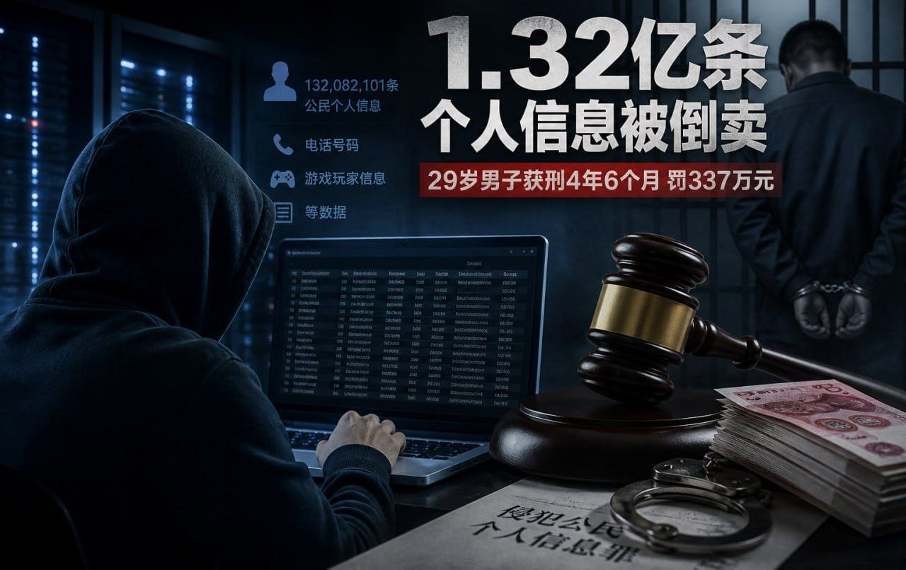 特大侵犯公民信息案宣判：男子倒卖 1.32 亿条个人信息 获刑 4 年半罚金 337 万-亚太警务报道