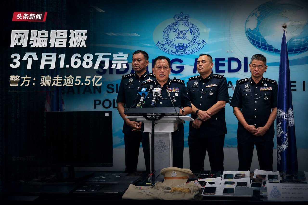 马来西亚一季度网骗案发 1.68 万宗 日均 185 人受骗 损失超 5.55 亿令吉-亚太警务报道